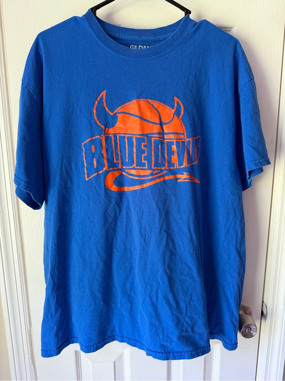 Gildan Royal Blue Crewneck T-Shirt with White Neck Print